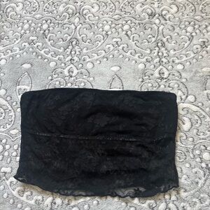 SHEIN Elegant Black Lace Strapless Crop Top